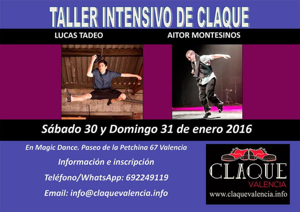 Taller Intensivo de Claqué con Lucas Tadeo y Aitor Montesinos Enero 2016