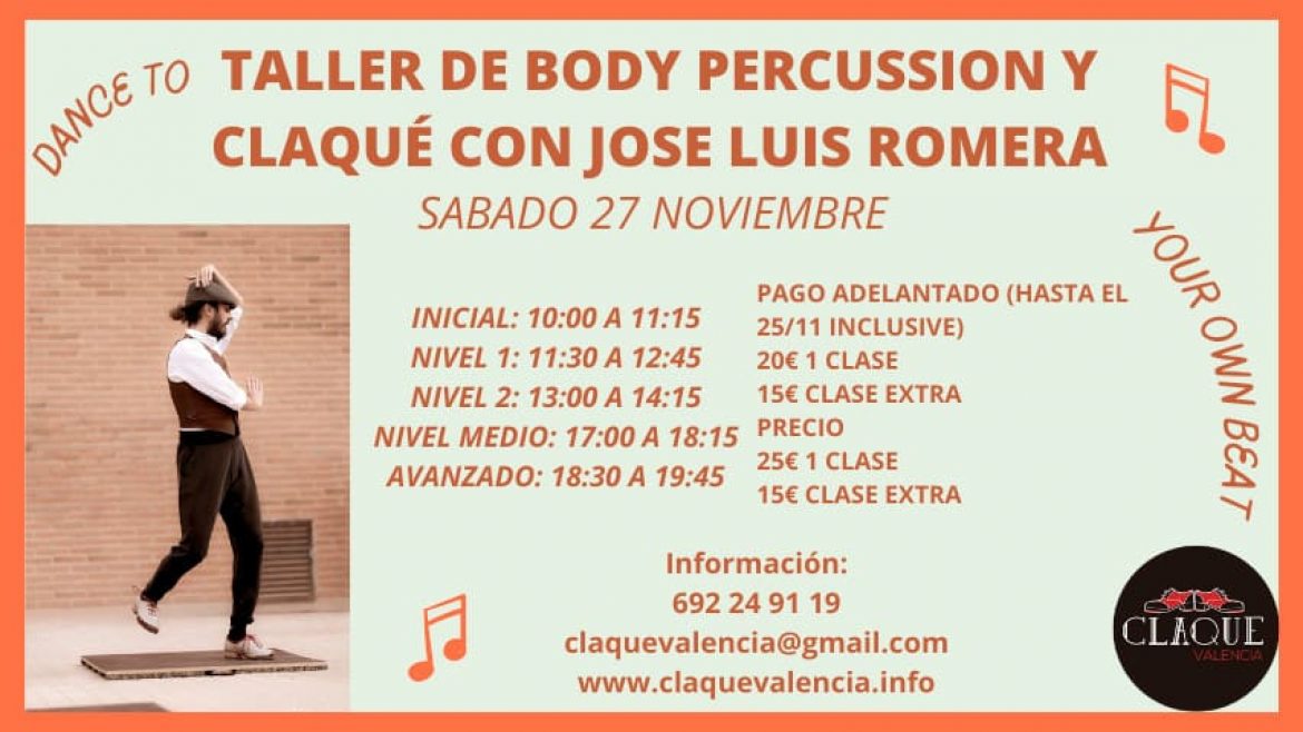 Taller de claqué y body percussion en Valencia con José Luis Romera