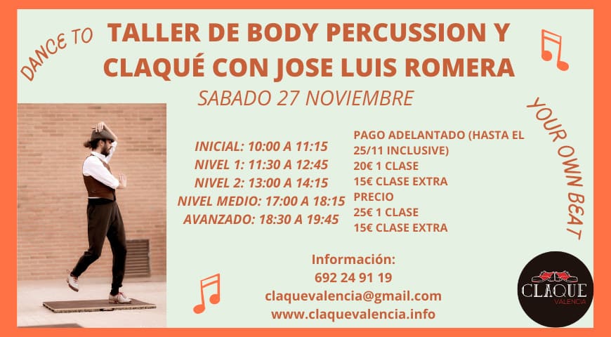Taller de claqué y body percussion en Valencia con José Luis Romera